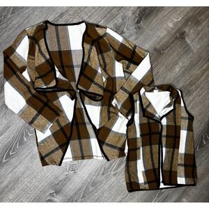 Women's Toddler Mama & Me Matching Long Sleeve Plaid Shawl Vest Size Large 2-3Yr
